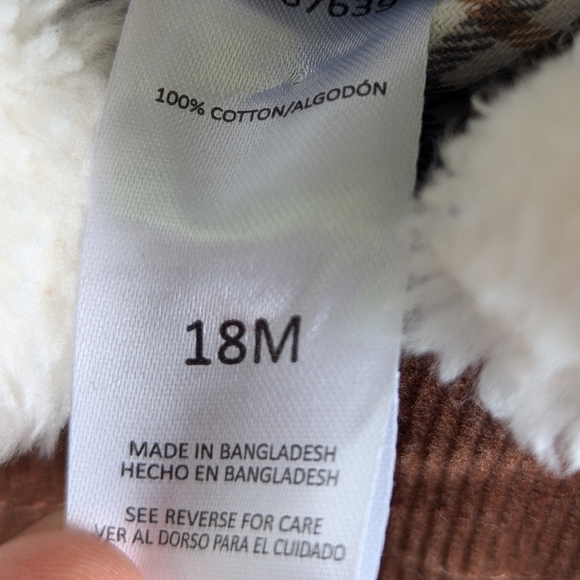 Little Lad Sherpa Collar Puffer Vest Flannel Shirt & Corduroy‎ Pant Set 18 M NWT - Picture 5 of 8